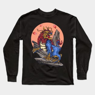 Japanese Lion Art Long Sleeve T-Shirt